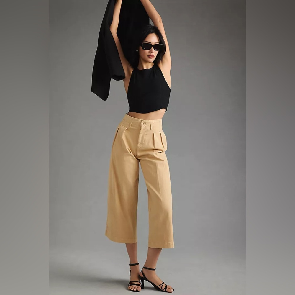 Maeve Remi Wide-Leg Crop Chino Pants